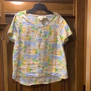Cynthia Rowley 100% Linen
Mediterranean Summer Crop Short
Sleeves Top Size 1X